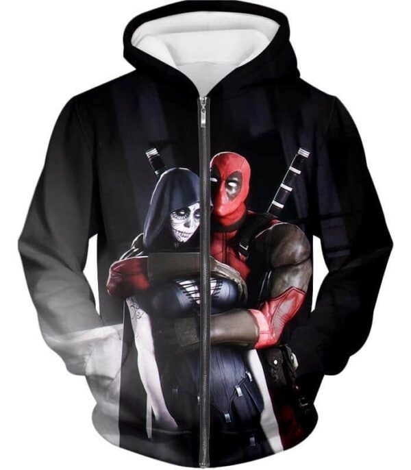 Deadpool Hoodie - Marvel Universe Deadpool And Death HD Black Hoodie - Zip Up Hoodie