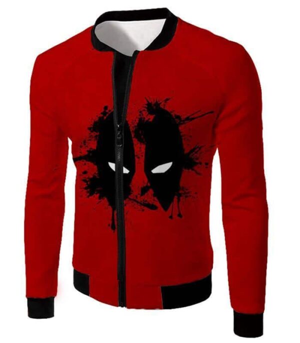 Deadpool Hoodie - Red Deadpool Masked Patterned Graphic Hoodie - Jacket