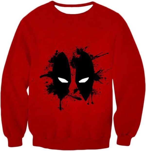 Deadpool Hoodie - Red Deadpool Masked Patterned Graphic Hoodie - Sweatshirt