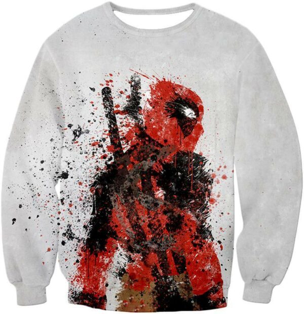 Deadpool Hoodie - Spray Painted Mutant Hero Deadpool White Hoodie - Sweatshirt