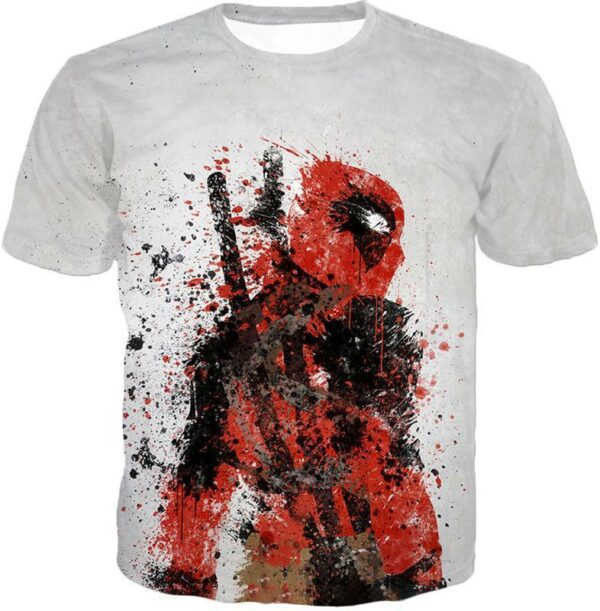 Deadpool Hoodie - Spray Painted Mutant Hero Deadpool White Hoodie - T-Shirt