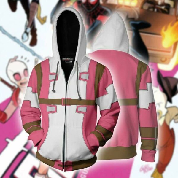 Deadpool Pink Cosplay Jacket Zip Up Hoodie