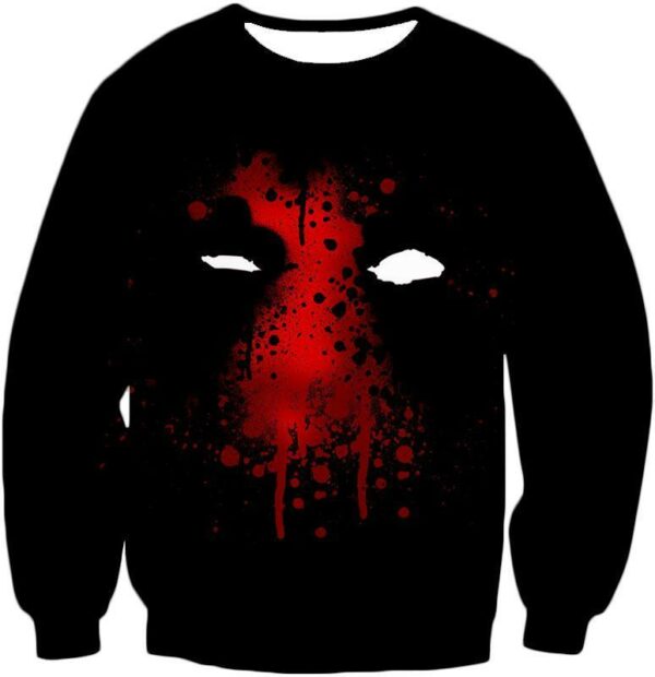 Deadpool Zip Up Hoodie - Deadpool Graphic Mask Fan Art All Black Zip Up Hoodie - Sweatshirt