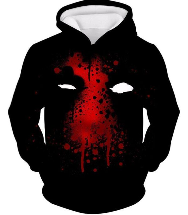 Deadpool Zip Up Hoodie - Deadpool Graphic Mask Fan Art All Black Zip Up Hoodie - Hoodie