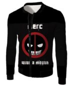 Deadpool Zip Up Hoodie - Deadpool Graphic Merch With A Mouth Black Zip Up Hoodie - Jacket