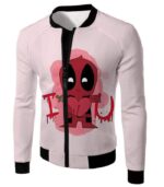 Deadpool Zip Up Hoodie - Deadpool I Heart U Comical Cute Pink Zip Up Hoodie - Jacket