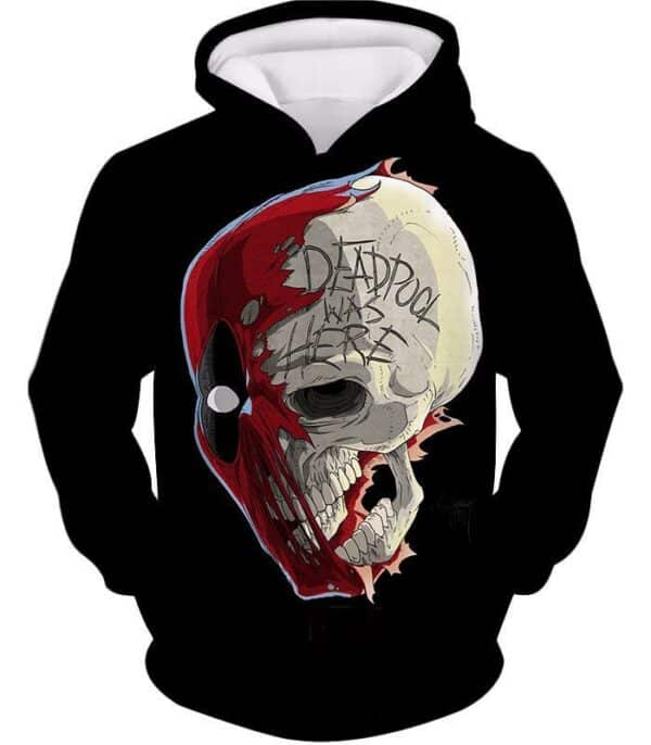 Deadpool Zip Up Hoodie - Deadpool Skull Graphic Black Zip Up Hoodie - Hoodie