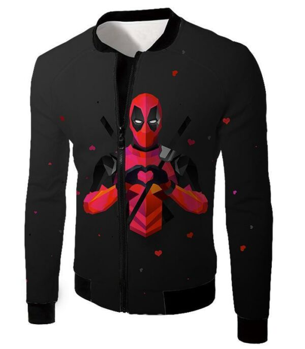 Deadpool Zip Up Hoodie - I Heart Deadpool Graphic Black Zip Up Hoodie - Jacket