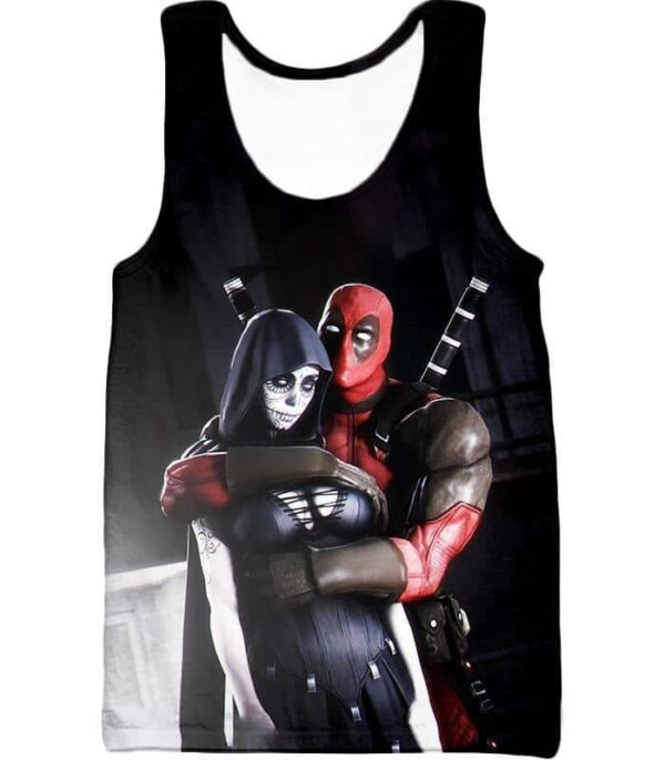 Deadpool Zip Up Hoodie - Marvel Universe Deadpool And Death HD Black Zip Up Hoodie - Tank Top