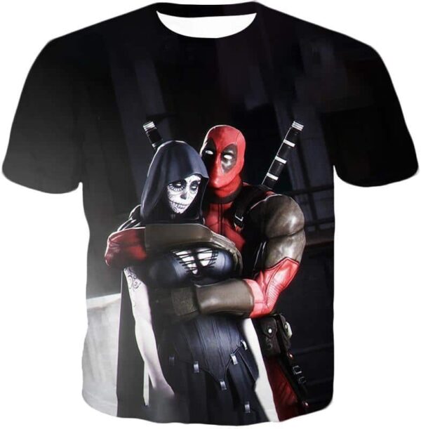 Deadpool Zip Up Hoodie - Marvel Universe Deadpool And Death HD Black Zip Up Hoodie - T-Shirt