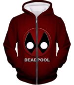 Deadpool Zip Up Hoodie - Marvel’s Deadpool Graphic Logo Red Zip Up Hoodie