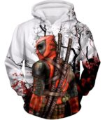 Deadpool Zip Up Hoodie - Mutant Anti-Hero Deadpool White Zip Up Hoodie - Hoodie