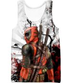 Deadpool Zip Up Hoodie - Mutant Anti-Hero Deadpool White Zip Up Hoodie - Tank Top