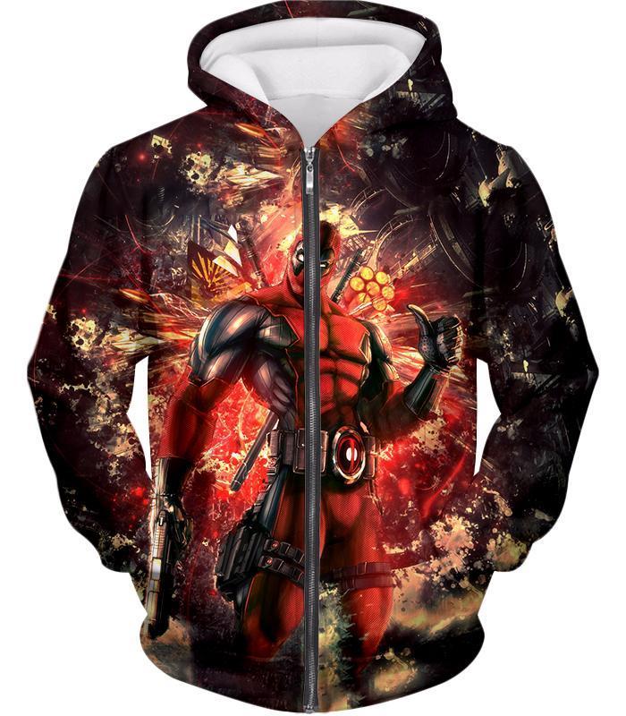 Deadpool Zip Up Hoodie - Ultimate Action Anti-Hero Deadpool Zip Up Hoodie