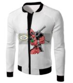 Deadpool Zip Up Hoodie - X-Force Mutant Deadpool Comic Graphic White Zip Up Hoodie - Jacket