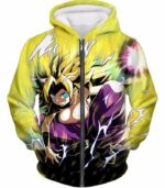 Dragon Ball Super Action Hero Caulifla Super Saiyan 3 Graphic Hoodie - DBZ Clothing Hoodie - Zip Up Hoodie