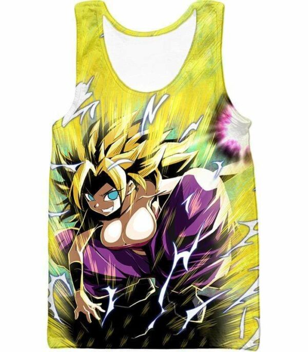 Dragon Ball Super Action Hero Caulifla Super Saiyan 3 Graphic Hoodie - DBZ Clothing Hoodie - Tank Top