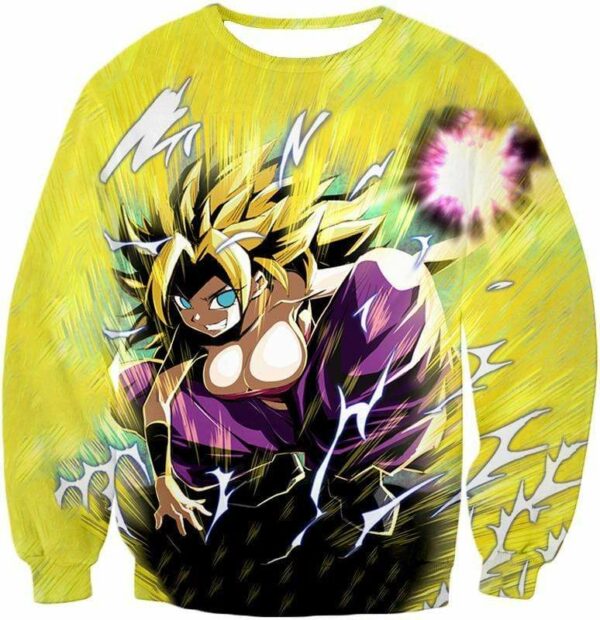 Dragon Ball Super Action Hero Caulifla Super Saiyan 3 Graphic Hoodie - DBZ Clothing Hoodie - Sweatshirt