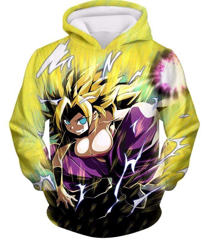 Dragon Ball Super Action Hero Caulifla Super Saiyan 3 Graphic Hoodie - DBZ Clothing Hoodie