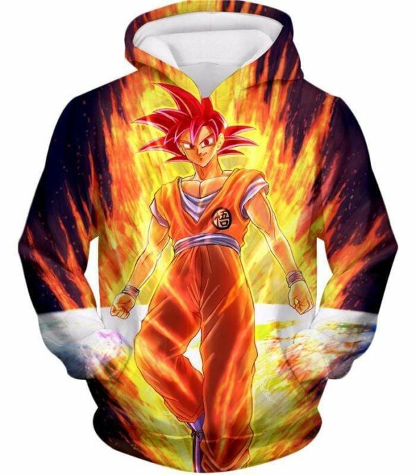 Dragon Ball Super Anime Art Goku Super Saiyan God Cool Graphic Zip Up Hoodie - Hoodie