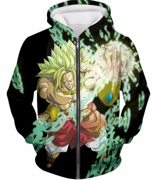 Dragon Ball Super Broly The Legendary Super Saiyan Action Black Zip Up Hoodie