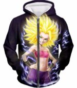 Dragon Ball Super Caulifla Cool Super Saiyan Universe 6 Black Hoodie - Zip Up Hoodie