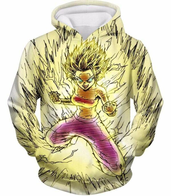 Dragon Ball Super Caulifla The Female Super Saiyan Cool Art White Hoodie - Hoodie