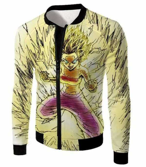 Dragon Ball Super Caulifla The Female Super Saiyan Cool Art White Hoodie - Jacket