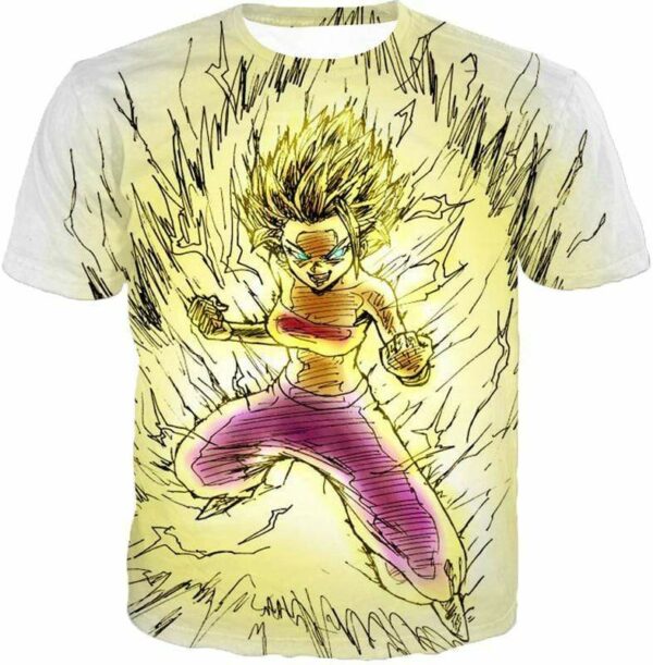 Dragon Ball Super Caulifla The Female Super Saiyan Cool Art White Hoodie - T-Shirt