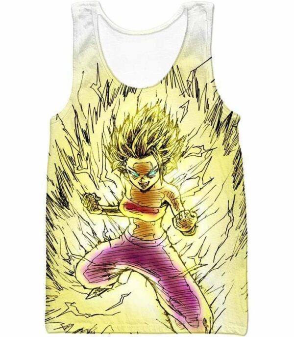 Dragon Ball Super Caulifla The Female Super Saiyan Cool Art White Hoodie - Tank Top