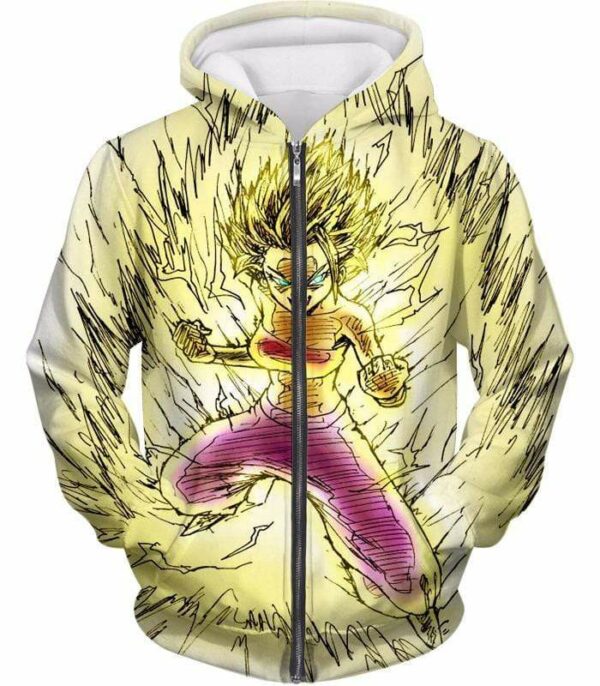 Dragon Ball Super Caulifla The Female Super Saiyan Cool Art White Hoodie - Zip Up Hoodie