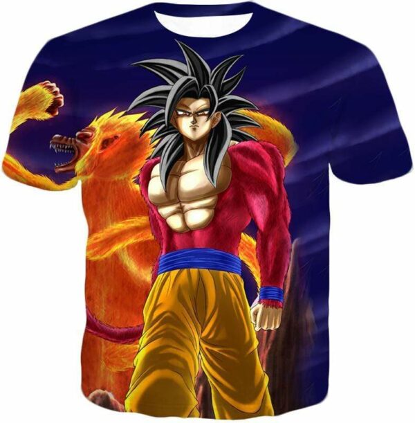 Dragon Ball Super Controlled Beast Form Goku Super Saiyan 4 Blue Zip Up Hoodie - T-Shirt