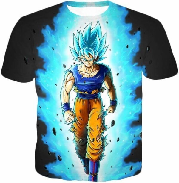 Dragon Ball Super Cool Goku Super Saiyan Blue Anime Black Zip Up Hoodie - T-Shirt