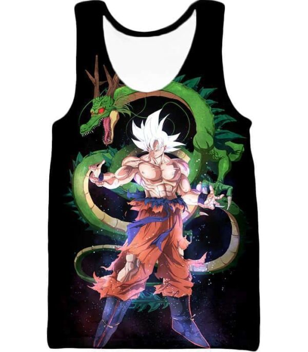 Dragon Ball Super Cool Hero Goku Super Saiyan White X Dragon Shenron Black Hoodie - Tank Top