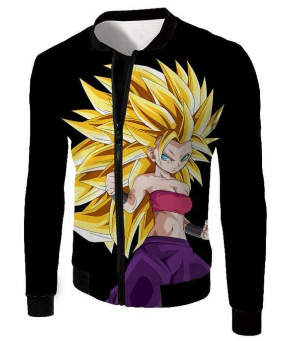 Dragon Ball Super Cool Saiyan Caulifla Super Saiyan 3 Black Hoodie - Dragon Ball Z Hoodie - Jacket