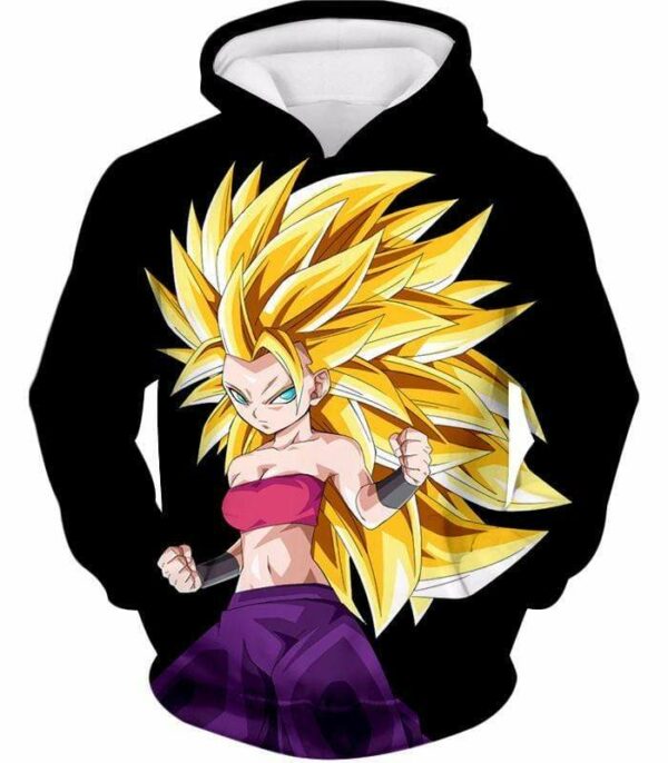 Dragon Ball Super Cool Saiyan Caulifla Super Saiyan 3 Black Zip Up Hoodie - Dragon Ball Z Hoodie - Hoodie