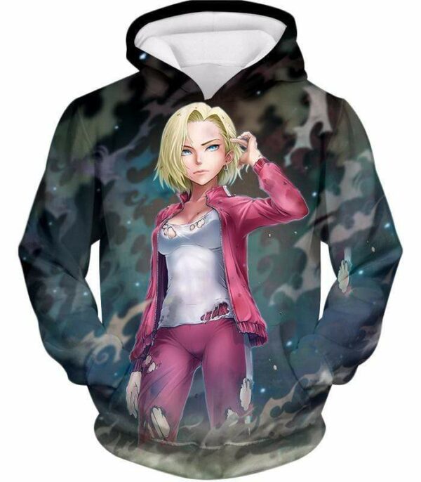 Dragon Ball Super Cute Fighter Android 18 Pretty Graphic Zip Up Hoodie - Dragon Ball Z Hoodie - Hoodie