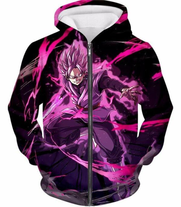 Dragon Ball Super Darkest Villain Zamasu Super Saiyan Rose Black Zip Up Hoodie - DBZ Clothing Hoodie