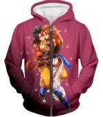 Dragon Ball Super DBZ Hoodie - Funny Super Saiyan 4 Art Gogeta X Goku Cute Pink Anime T-Shirt - Zip Up Hoodie