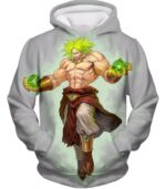 Dragon Ball Super DBZ Hoodie - Legendary Super Saiyan Broly Cool Action Promo White Hoodie