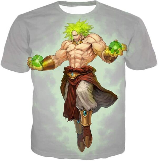 Dragon Ball Super DBZ Hoodie - Legendary Super Saiyan Broly Cool Action Promo White Hoodie - T-Shirt