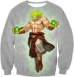 Dragon Ball Super DBZ Hoodie - Legendary Super Saiyan Broly Cool Action Promo White Hoodie - Sweatshirt