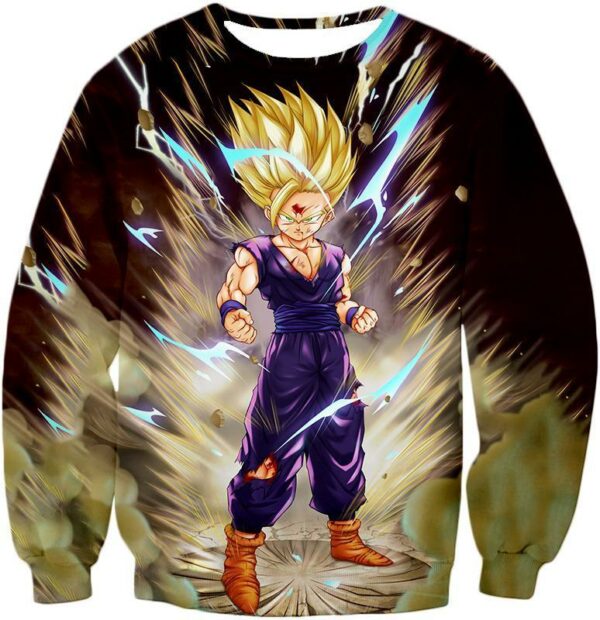 Dragon Ball Super DBZ Hoodie - Super Saiyan 2 Gohan Cell Saga Cool Graphic Action Zip Up Hoodie - Sweatshirt