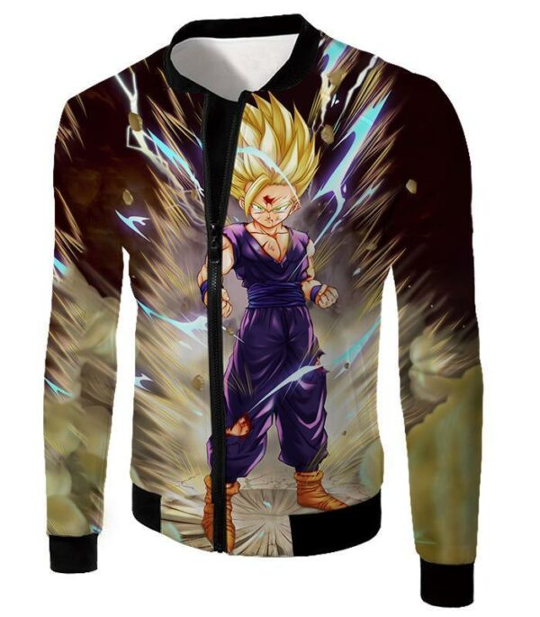 Dragon Ball Super DBZ Hoodie - Super Saiyan 2 Gohan Cell Saga Cool Graphic Action Zip Up Hoodie - Jacket