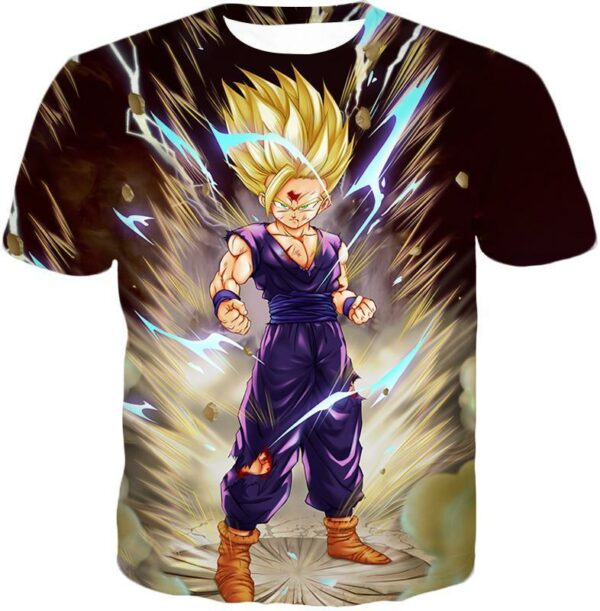 Dragon Ball Super DBZ Hoodie - Super Saiyan 2 Gohan Cell Saga Cool Graphic Action Zip Up Hoodie - T-Shirt