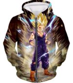 Dragon Ball Super DBZ Hoodie - Super Saiyan 2 Gohan Cell Saga Cool Graphic Action Hoodie - Zip Up Hoodie