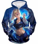 Dragon Ball Super Deadly Mecha Warrior Android 18 Graphic Zip Up Hoodie - Hoodie