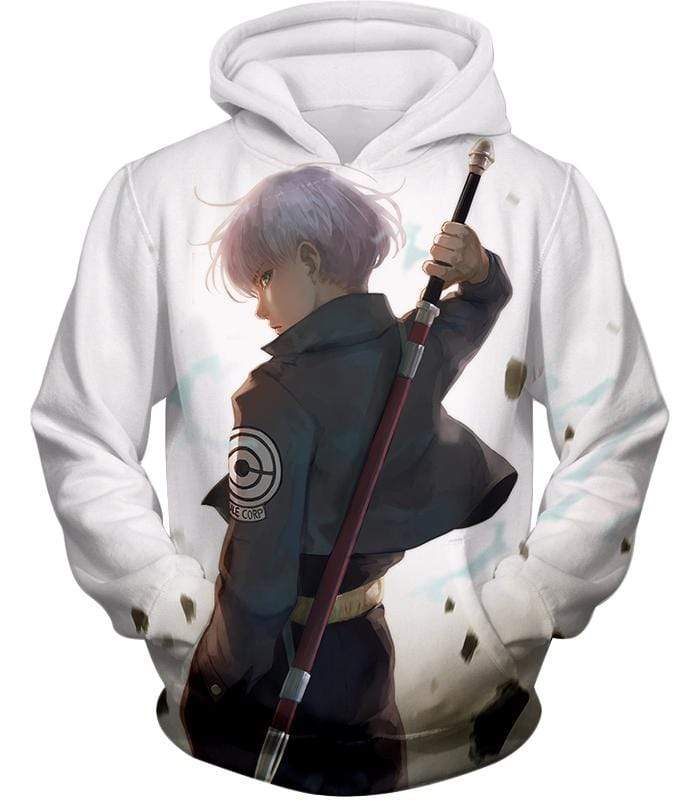 Dragon Ball Super Extremely Cool Future Trunks Graphic White Hoodie