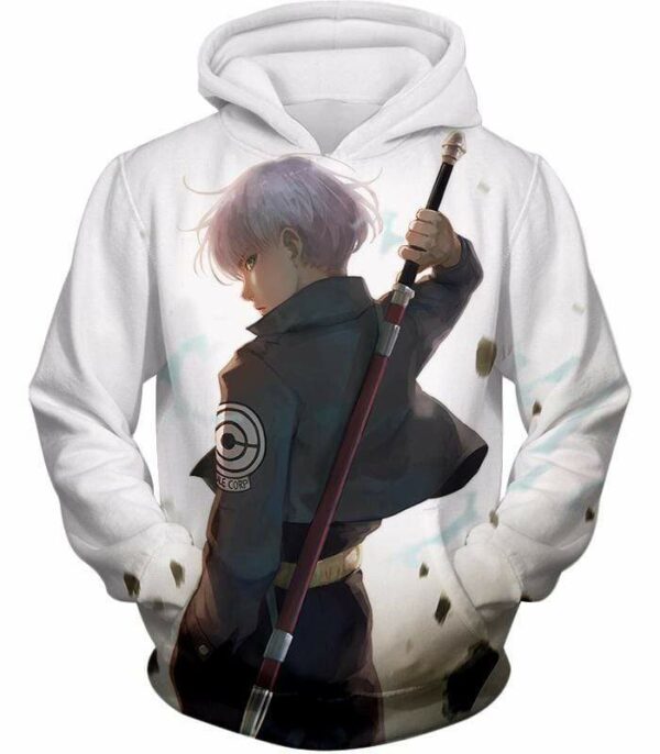 Dragon Ball Super Extremely Cool Future Trunks Graphic White Zip Up Hoodie - Hoodie