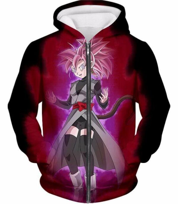 Dragon Ball Super Fan Art Female Zamasu Super Saiyan Rose Black Hoodie - Zip Up Hoodie